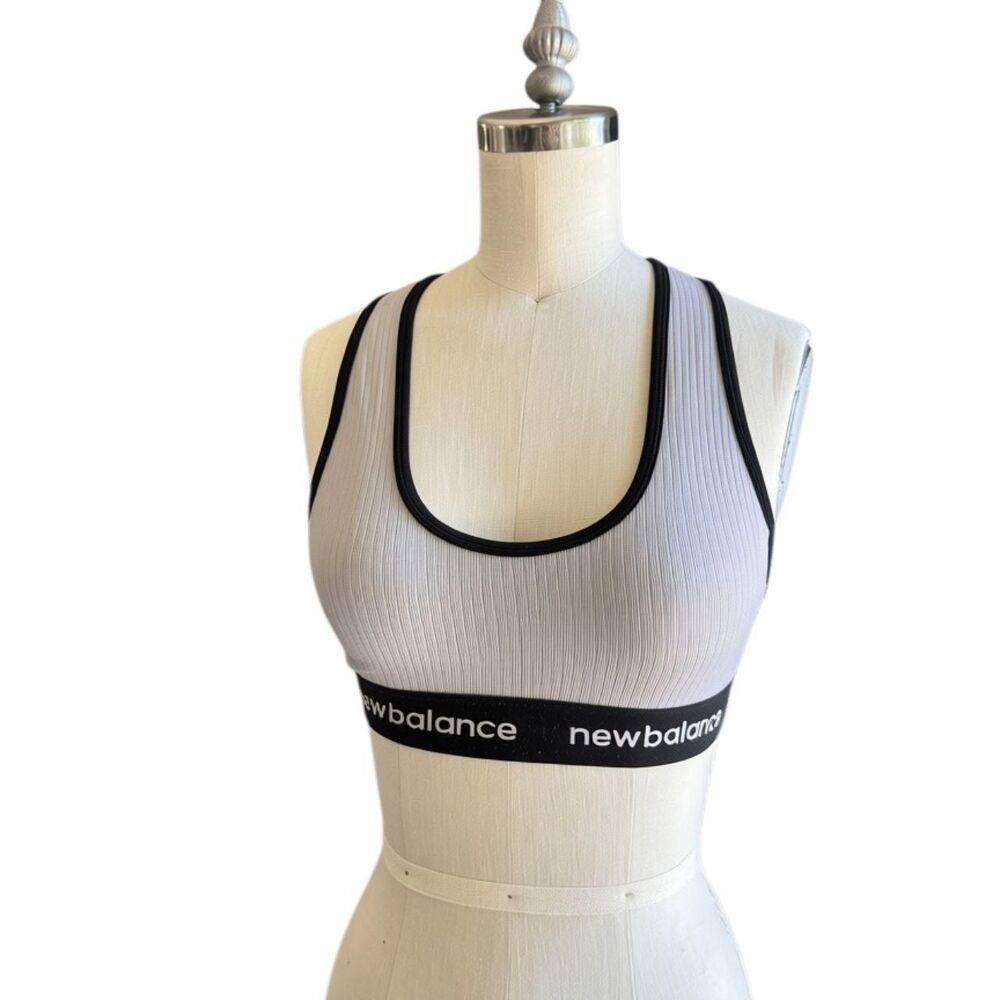 New Balance sports bra – light grey, crisscross back